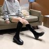 Elástico Zíper Traseiro Cano Alto Look Emagrecedor V Botas Outono e Inverno Novo 2025 Punhos de Bota Slim Ciclismo Botas Femininas Acima do Joelho