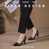 Zapatos de tacón alto para azafatas, ropa formal, zapatos de trabajo profesionales, zapatos de entrevista, suela suave, para pies cansados, zapatos negros de cuero con tacón pequeño para mujer