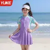 Traje de baño para niñas, de dos piezas, estilo conservador, nuevo modelo 2026, traje de baño para niños mayores, traje de baño para estudiantes de secundaria, traje de baño de entrenamiento con protección solar