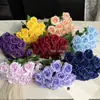 Ramo Artificial con 18 Rosas para Arreglos Florales de Boda, Decoración Floral de Mano, Flores Artificiales para Exportación