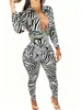 Mono de Nuevo Estilo Transfronterizo Ajustado para Mujer con Estampado Digital 3D, Mono Casual y Único de Estilo Urbano con Cremallera