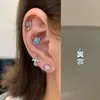 Coleção de ear cuffs de trevo de quatro folhas brilhantes, brincos de aço titânio médico com zircônia de rosca para mulheres, cuidados com piercing na orelha, ear cuffs de luxo leve