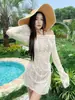 Comercio Exterior Transfronterizo Nuevo Estilo Europeo y Americano Manga Larga Protección Solar Cubierta Traje de Baño Playa Bikini Traje de Baño Dividido Conjunto de Tres Piezas para Mujer
