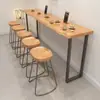 Mesa y Sillas de Barra de Madera Maciza Tienda Balcón Comercial Mesa Larga Apoyada en la Pared Barra de Ventana Barra Mesa de Café Té con Leche