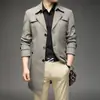 Casaco Trench Coat Masculino Outono/Inverno Plus Size M-8XL Transfronteiriço, Comprimento Médio, Gola de Terno, Estilo Britânico, Acolchoado e Espessado