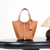 Bolsa Cesta de Vegetais Clássica de Couro Bovino de Primeira Camada Personalizada de Fábrica, Bolsa Saco de Couro Genuíno de Alta Qualidade, Bolsa de Mão Versátil para Exportação