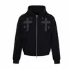 Sudaderas con capucha de estilo retro europeo y americano, corte holgado, con ribete de pelo, estilo streetwear americano, chaquetas con cremallera de corte holgado con adornos de pedrería, al por mayor