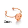 Suporte de anel de abertura em aço inoxidável diâmetro interno 4-12mm acessórios de joalheria diy base de anel de pedra natural conjunto anel de gema