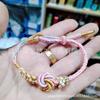 Nuevo DIY este año pulsera tejida a mano de mandala y nudo chino de melocotón para usar gratis pulsera de ámbar de cera de abeja dorada y jade
