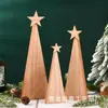 Decoraciones de Árbol de Navidad de Madera Transfronterizas, Adornos para Fiestas de Cumpleaños, Accesorios Triangulares de Madera Maciza para Fotos Navideñas