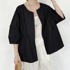 Cárdigan de Verano Ajustado para Mujer, Chaqueta Fina Holgada y Transpirable, Top de Lino y Algodón con Mangas de Farol, Nuevo Estilo para Mujer