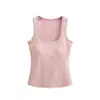 Camisola Estilo Americano Picante para Mujer con Cuello Halter en U sin Mangas, para Primavera y Verano, Corte Ajustado, Ropa Interior o Exterior con Almohadillas en el Pecho