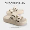 Fábrica de Zapatos Qidan Sandalias de Suela Gruesa Estilo Birkenstock para Mujer, Verano, Doble Hebilla, Sencillas para el Hogar, Antideslizantes, Sandalias para Exteriores y Playa