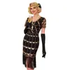 S-4XL Transfronterizo Vestido de Lentejuelas Estilo Gatsby de los Años 20 Vestido de Gala Fiesta Danza Latina Disfraz Retro con Flecos