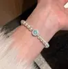 Sinfonia de Cristais ~ Pérola Shijia Perfeitamente Redonda Cor Total Zircônia Diamante Pulseira de Corda Elástica Feminina Exquisite Nicho Estilo Princesa Pulseira
