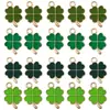 Peças Misturadas de Trevo de Quatro Folhas Verde com Gotejamento de Óleo, Acessórios para Joias DIY, Pingentes de Trevo de Quatro Folhas para Pulseira e Brinco, Atacado
