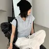 Camiseta de Manga Corta con Cuello Polo Bordado de Cachorro para Mujer Estación Europea Principios de Primavera 2025 Nueva Ropa Europea para Mujer Tops de Moda