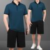 Conjunto Esportivo de Verão Masculino Seda de Gelo Manga Curta Shorts Meia-idade e Idosos Roupa Esportiva Pai de Meia-idade Casual Corrida Roupas de Verão