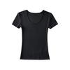 Moda Francesa Jersey de Cuello Redondo Grande Color Sólido Camiseta para Mujer Estilo Europeo y Americano Ajustado Adelgazante Jersey Manga Corta Top ins Trendy