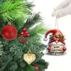 12 Piezas Nuevos Adornos de Gnomo Navideño Madera Rústica Para Colgante de Árbol de Navidad Tema de Amor Colgante de Madera