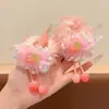 Laços de cabelo de princesa para meninas, elásticos para coque de meninas pequenas, laços de cabelo de malha floral com frutas para crianças, acessórios de cabelo, elásticos