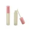 Frascos Recarregáveis DIY de Corretivo Líquido de Alto Brilho, Blush e Gloss Labial com Corpo Transparente Fosco e Tampa em Formato de Coração Rosa Tubos de Gloss Labial