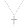 No se decolora al bañarse ~ Collar de plata de ley S925 con cruz completamente pavimentada con diamantes Collar de hip hop americano Joker diseño de nicho sentido