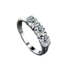 Anillo de Moissanita de Tres Piedras de Moda Europea y Americana Anillo de Boda Venta al por Mayor Anillo de Plata de Ley S925 Anillo de Boda para Mujer en Stock