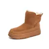 Botas de Neve de Lã de Couro Genuíno para Mulheres 2025 Inverno Novo Botas Femininas de Solado Grosso que Aumentam a Altura Botas Quentes com Forro de Lã Botas Casuais de Algodão