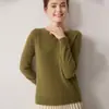 Suéter minimalista 100% cachemira pura para mujer, cuello redondo, manga larga, tejido, casual, adecuado para ir al trabajo, jersey base suave y cómodo