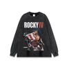 Camiseta de Manga Larga Lavada y Desgastada Estilo Callejero Europeo y Americano Impresión Directa Marca de Moda Nacional Retro Old Oversize Camiseta Básica