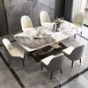 Mesa e Cadeiras de Jantar em Pedra Sinterizada de Luxo Leve Italiano Moderno Minimalista Uso Doméstico Apartamento Pequeno e Grande Nova Mesa de Jantar Retangular