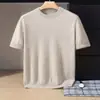 Nueva camiseta básica de punto de cachemira de otoño, moderna, suave, jersey de color liso, adecuada para negocios y desplazamientos, holgada y favorecedora para hombres