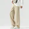 Calça Tricô Nova Outono e Inverno 2025 Tendência da Moda Cordão Ajustável na Barra Simples Solta Confortável Calça Casual