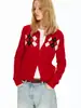 Suéter cárdigan de punto retro de alta gama con patrón de rombos negros para mujer, corte ajustado, top adelgazante para otoño e invierno