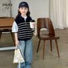 Suéter chaleco para niñas YOJIA Primavera y Otoño 2025 Nuevo Estilo Coreano Moderno Camisa de Punto para Niñas Chaleco de Primavera para Niños