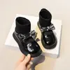 Botas Martin de una sola capa para niña 2026 Primavera y Otoño Nuevas Botas Cortas para Niña Botas tipo calcetín para niña Con terciopelo Plus Antideslizantes Botas de Piel de Princesa