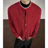 Novo cardigã de malha outono e inverno para homens e casais, padrão trançado, jaqueta color block, atacado de fábrica transfronteiriço