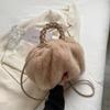 Bolsa Estilo Celebridad de Internet Plegada de Calabaza para Llevar en la Mano Color Sólido Bolsa de Felpa para Mujer Bolso de Hombro Cruzado Moda