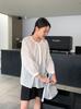 6UP Camisa Coreana Nova de Primavera e Verão de Algodão e Linho Fina Transparente 2025 Guangzhou 13 Minimalista Preguiçosa ins91321