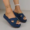 Sandalias de Mezclilla con Tiras Cruzadas para Mujer, Talla Grande, Suela Gruesa, Novedad Verano 2025, Transfronterizo, Venta al por Mayor