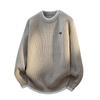 2025 Moda Otoñal Transfronteriza de Amazon Suéter de Punto de Cuello Redondo para Hombre Color Sólido Camisa para Capas Internas
