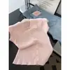 Cardigan de Tricô Chao Yaya Lumiera Estilo Francês Suave de Manga Curta para Mulheres, Cardigan de Verão Slim-Fit Emagrecedor com Gola Lapela