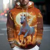 Nova blusa de moletom com capuz estampada de caveira, tendência europeia e americana, para homens