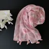 Bufanda de Algodón y Lino Estilo Isla de Coco para Mujer, Diseño Original, Patrón de Hojas Azules, Chal Largo con Borlas para Sombrilla y Protección Solar, para Primavera y Verano