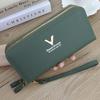 Nueva Cartera de Mujer Moda Cremallera Doble Capa Bolso Clutch Largo Patrón Lichi Bolsa para Teléfono Móvil Gruesa Multitarjeta Gran Capacidad