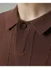 Camisa Polo Retro de Cor Pura com Manga Curta para Homem Primavera e Verão 2026 Novo Estilo Elegante Versátil Gola Camisa Tricô Top