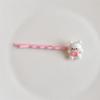 Pajarita Oso Blanco Pin de Una Palabra Chica Dulce Rosa Flequillo Coreano Pin Lateral Divertido Dibujo Animado Niña Estudiante Accesorios para el Cabello
