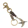 Fábrica punk direto chaveiro masculino vintage de couro de vaca liga de zinco águia voando pingente decorativo pingente para mochila de meninas