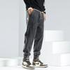 Jeans Preto Masculino Perna Larga Stretch Emagrecedor Casual Oversize Tamanho Plus Gordinho Cintura Elástica Calças de Outono